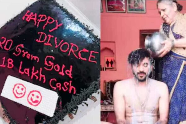 విడాకుల సంబరం… పాలతో స్నానం – కేక్ కట్ చేసిన యువకుడు